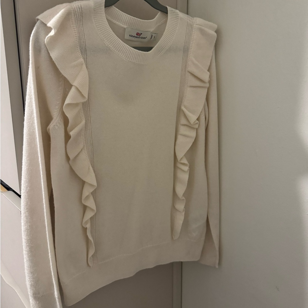 Vineyard Vines Girl’s Soft Cream Crew Neck Sweater - Picture 2 of 5